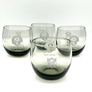 Vintage Chicago Bears Bar Cocktail Smoked Rocks Glasses (set of 4) - 1970s Shell
